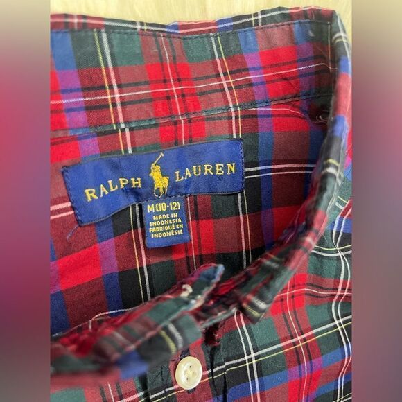 Ralph Lauren red plaid button down sz med 10/12 - Picture 2 of 3